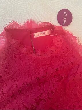 HALIFE Hot Pink Lace Blouse XL, NWT